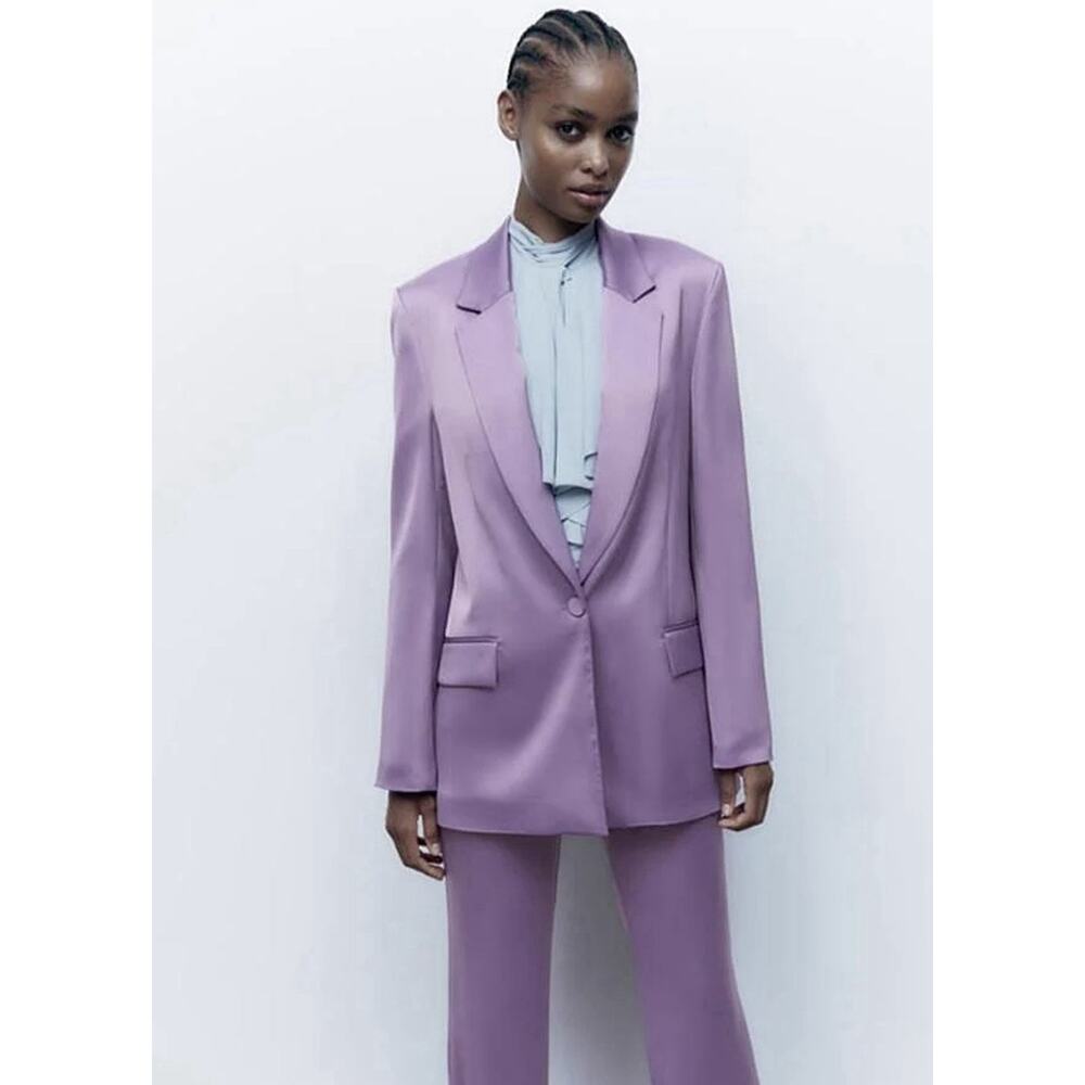 LAVENDER LILAC Lilac Satin Effect Tailored Blazer